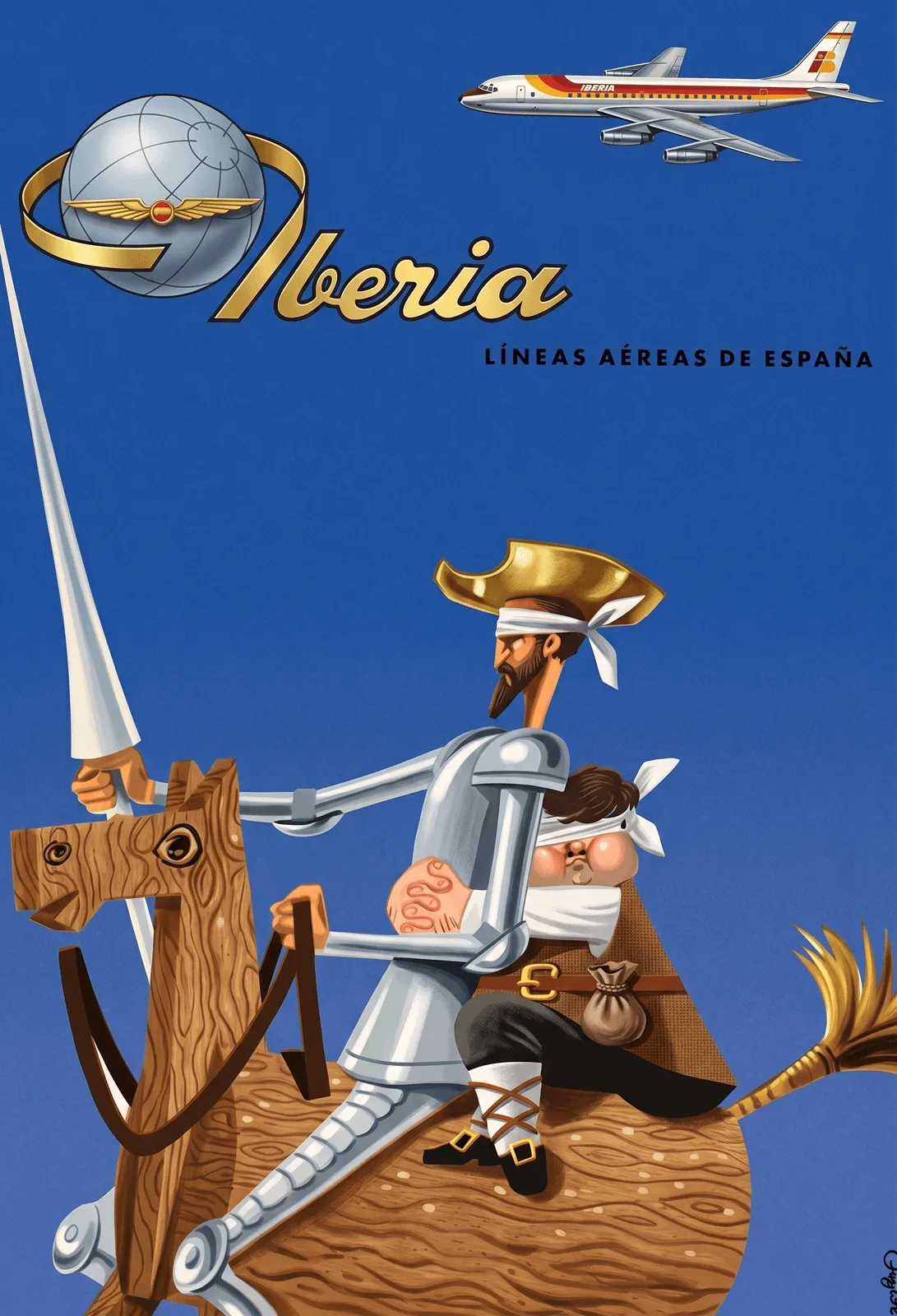 Chapa pequeña Iberia Quijote y Sancho